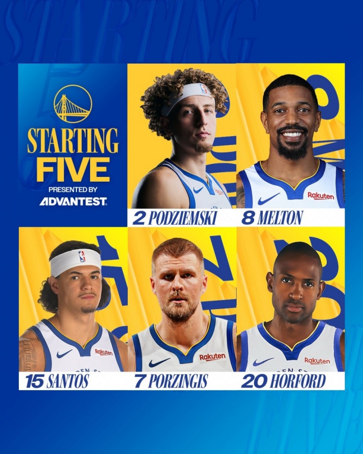 追梦缺阵！勇士首发：波杰姆、梅尔顿、桑托斯、霍福德、波津